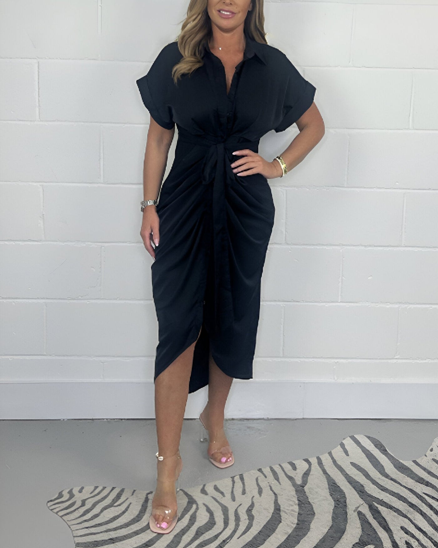 Savannah™ | Women's Pleated Dress with Lapel – Elegant, Airy & Flattering