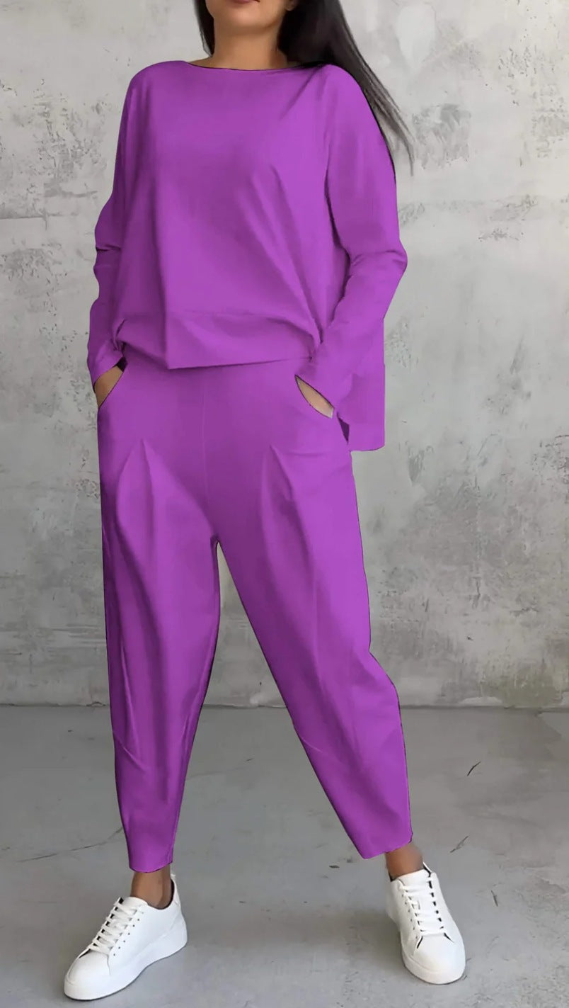 Imogen™ | Casual round Neck Long Sleeve with Pants Set
