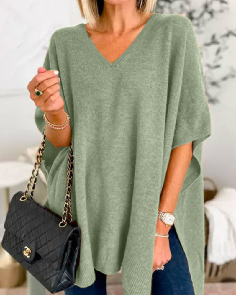 Erica | Oversized V-Neck Poncho Sweater