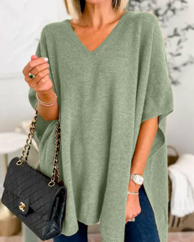 Erica | Oversized V-Neck Poncho Sweater
