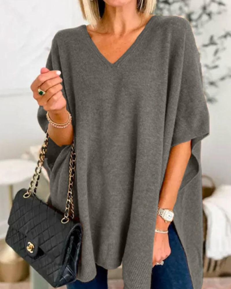 Erica | Oversized V-Neck Poncho Sweater