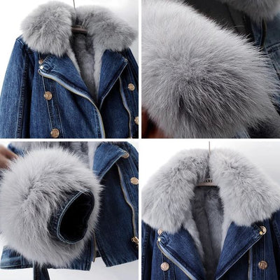 Olivia | Luxe Lined Fox Fur Denim Coat