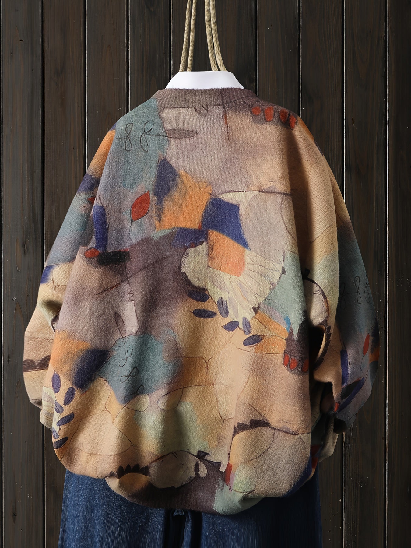 Luna | Elegant Leaf Print Knit Pullover