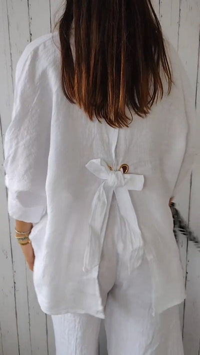 Kaia | Cotton & Linen Tie-Back Shirt