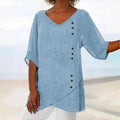 Women's Casual Irregular Blouse – Cotton Linen Blend