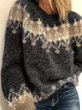 Women's Ethnic Pattern Knit Sweater – Geometric Print