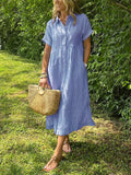 Women's Striped Shirt Dress – Button-Down Casual