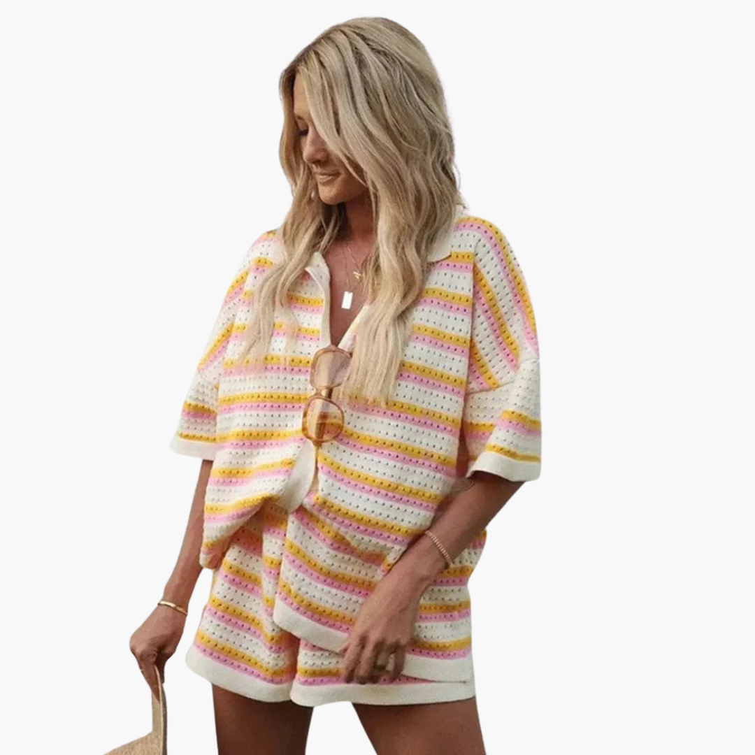 Daisy™ | Striped Shirt and Shorts Two-Piece Set