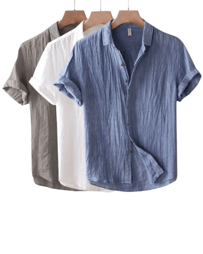 Leon™ | Vintage Pleated Linen Shirt for Men