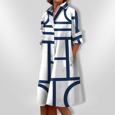 Isabelle™ | Geometric Pattern Midi Dress