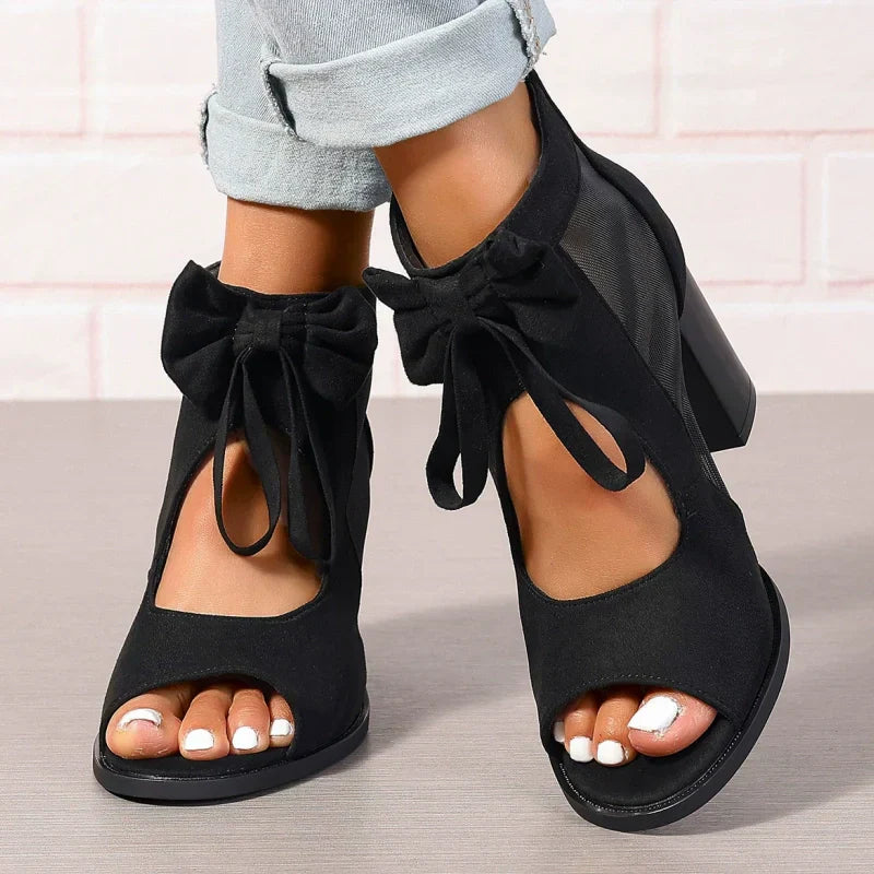 Talia | Chunky Heel Open-Toe Sandals with Bow Detail