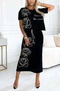 Women's Floral Print Top and Bustier Skirt Set