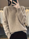 Women's Cable Knit Turtleneck Sweater – Cashmere Blend