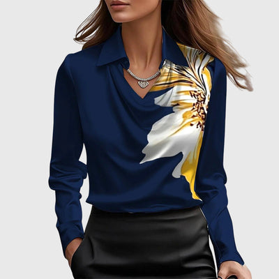 Evie™ | Autumn Satin Vintage Long Sleeve Blouse