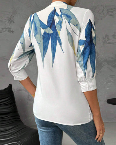 Elena™ | Fashionable Printed V-Neck Blouse