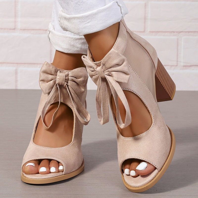 Talia | Chunky Heel Open-Toe Sandals with Bow Detail