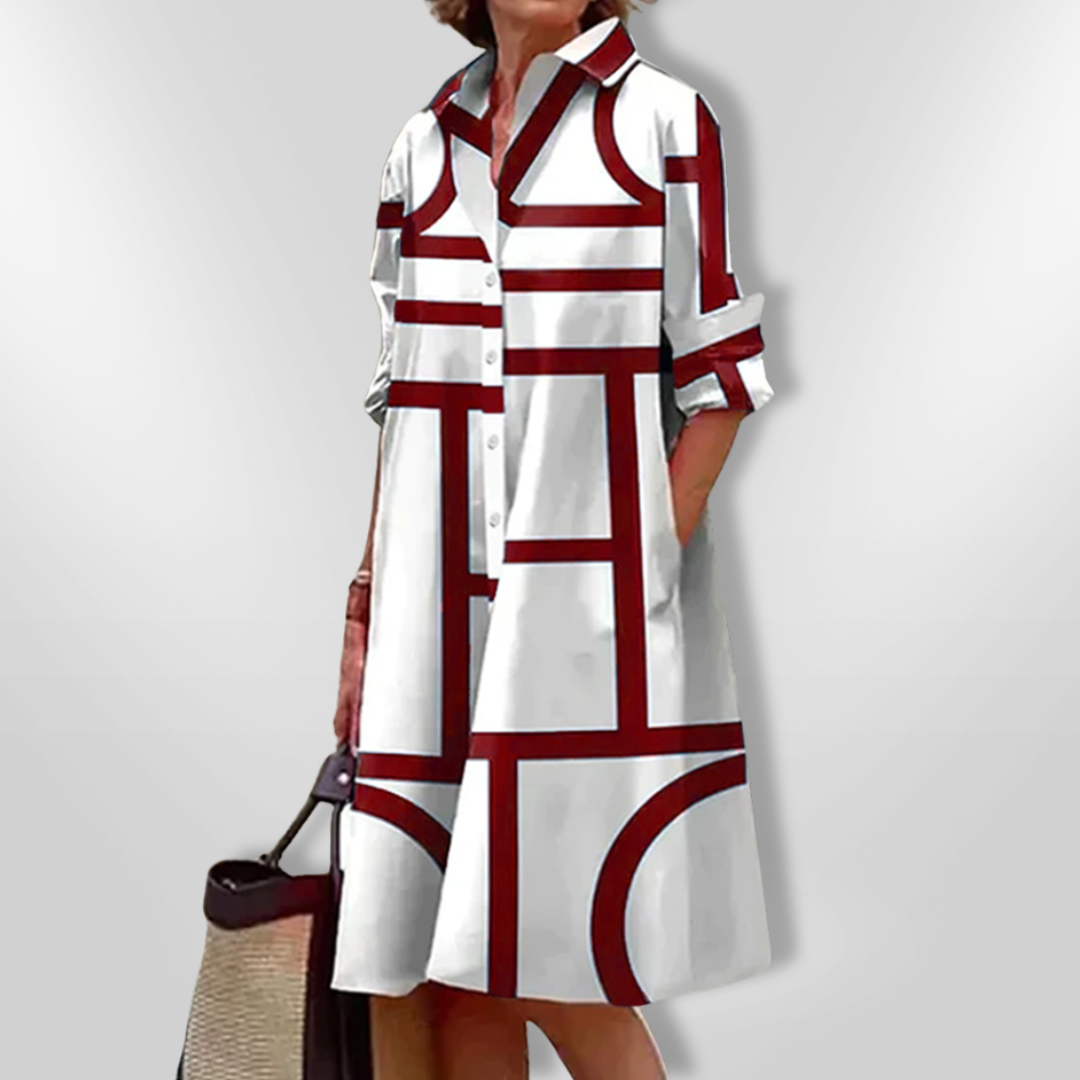 Isabelle™ | Geometric Pattern Midi Dress