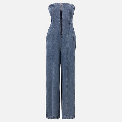 Belinda™ | Chic Denim Zipper Jumpsuit with Matching Jacket Set