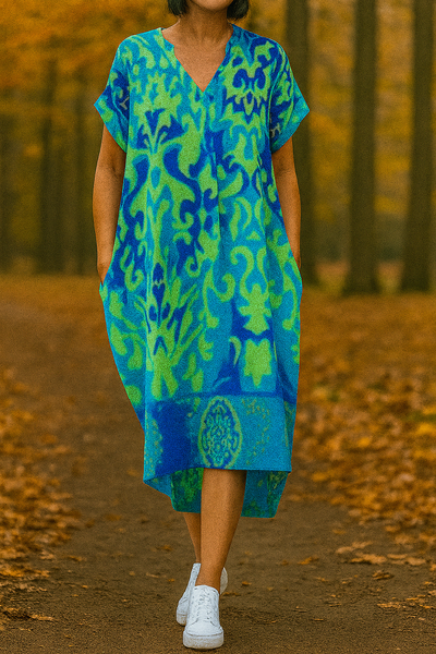 Arleen™ | Casual Elegant Printed V-Neck Dress