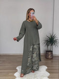 Women's Long-Sleeve Top & Printed Pants Set