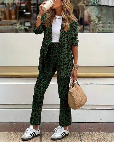 Eliana | Leopard Print Blazer & Trousers Set