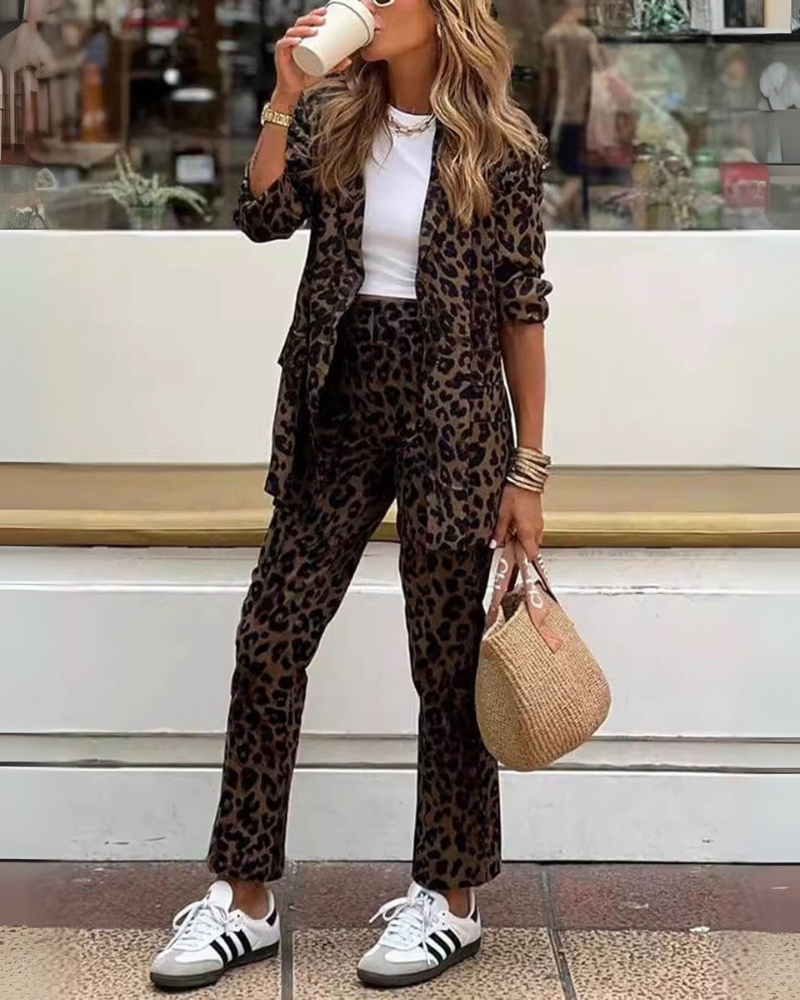 Eliana | Leopard Print Blazer & Trousers Set