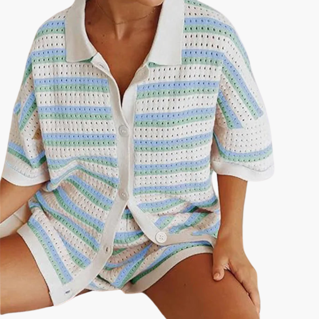 Daisy™ | Striped Shirt and Shorts Two-Piece Set