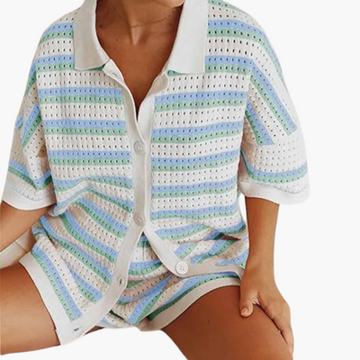 Daisy™ | Striped Shirt and Shorts Two-Piece Set