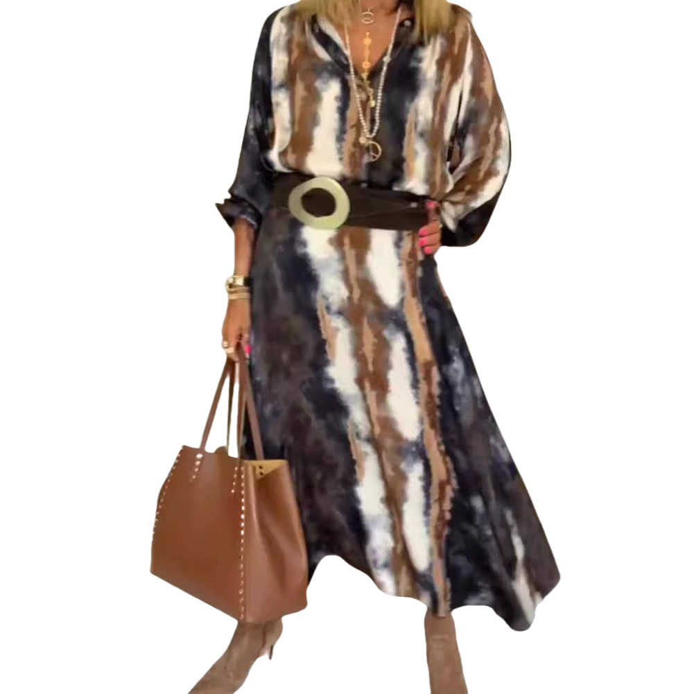 Rhea | Elegant Tie-Dye Print Maxi Dress