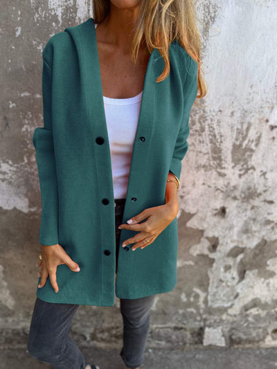 Jade | Casual single-breasted hooded jacket