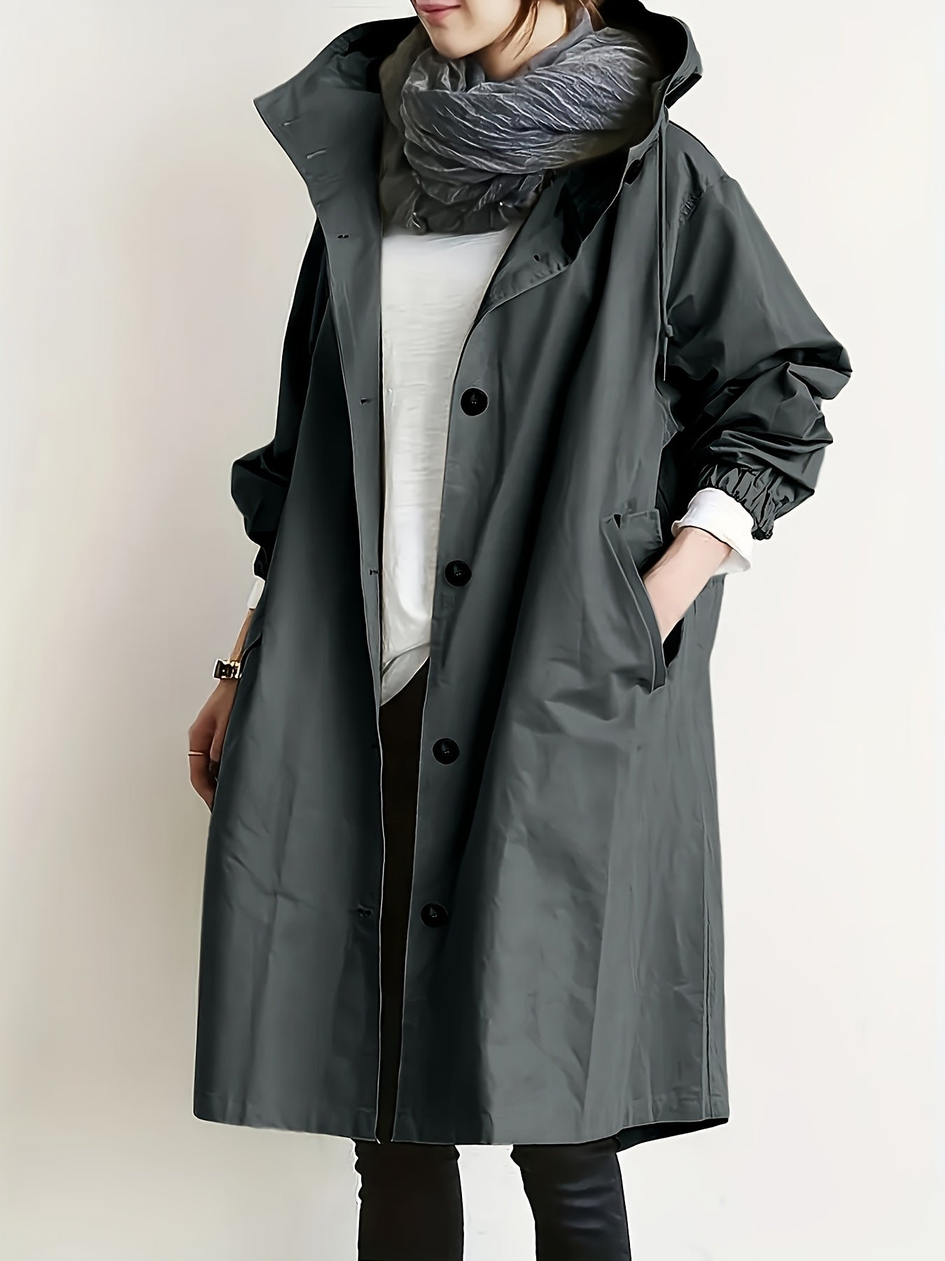 Daphne | Buttoned Hoodie Trench Coat
