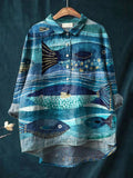 Women's Ocean-Inspired Art Shirt – Breathable Polyester