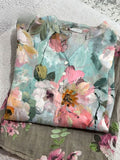 Women's Vintage Flower Art Print Linen Cotton Shirt