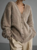 Women's Elegant Knitted Long-Sleeve Jacket – Polyester