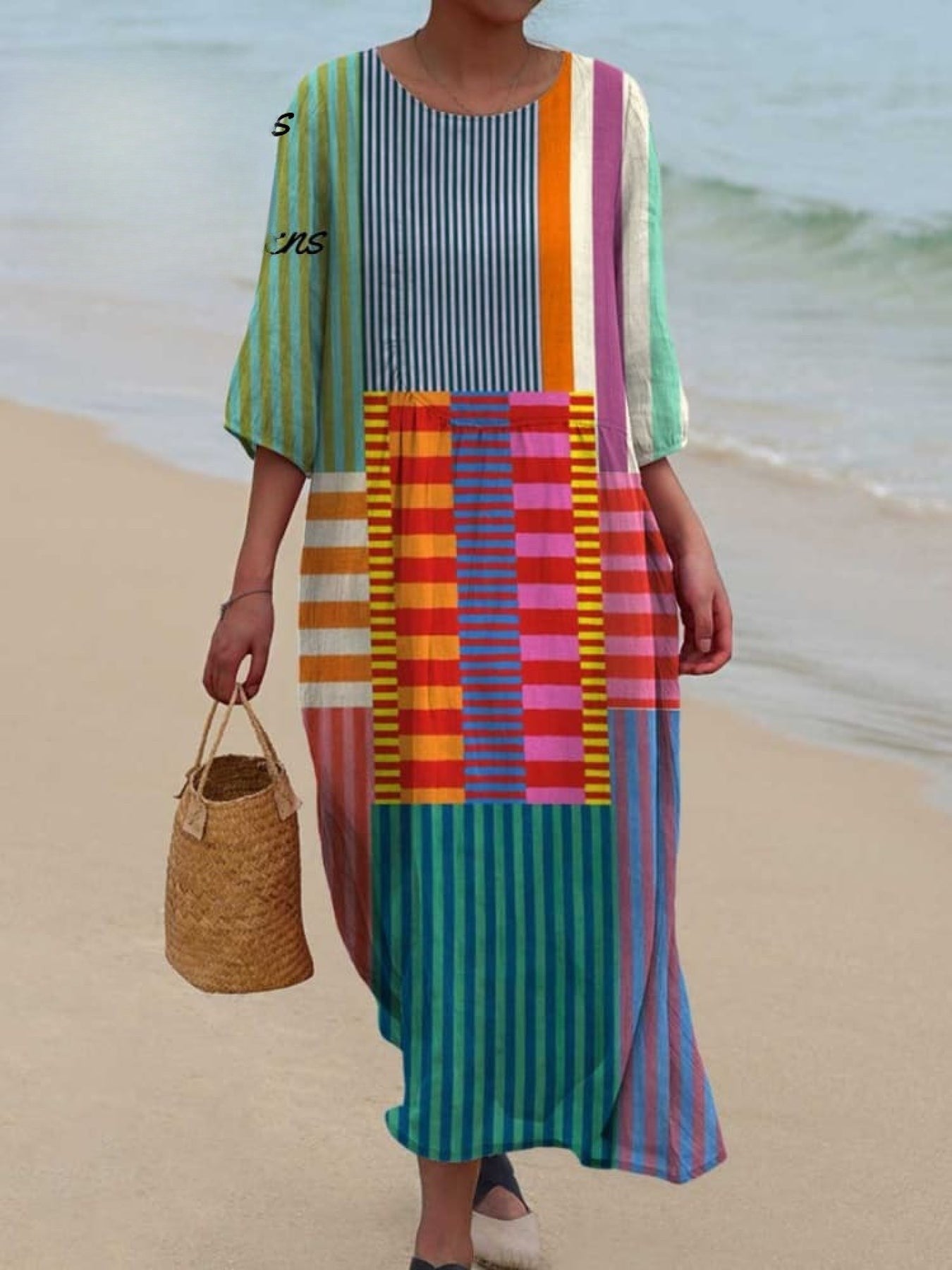 Vintage™ |  Women's Geometric Pattern Art Print Cotton Dress