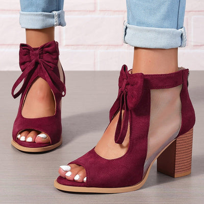 Talia | Chunky Heel Open-Toe Sandals with Bow Detail