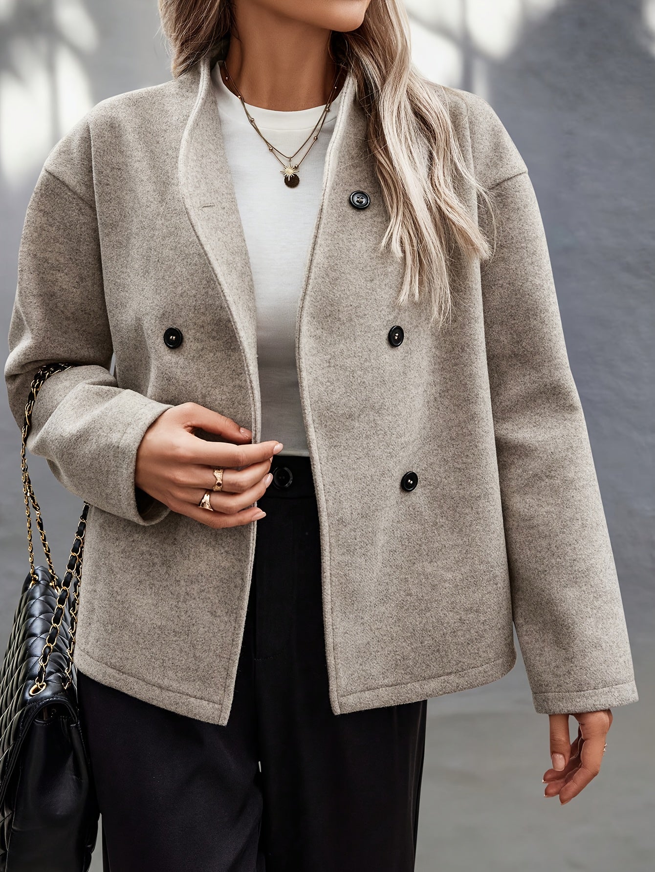 Winter | Elegant Double-Breasted V-Neck Coat