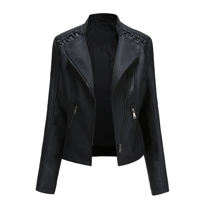 Clarice™ | Faux Leather Jacket with Zipper