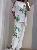 Women's Summer Letter Print T-Shirt and Pants Set