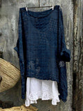 Women's Vintage Art Print 3/4 Sleeve Cotton Linen Shirt