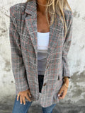 Women's Checked Blazer Houndstooth – Casual Lapel