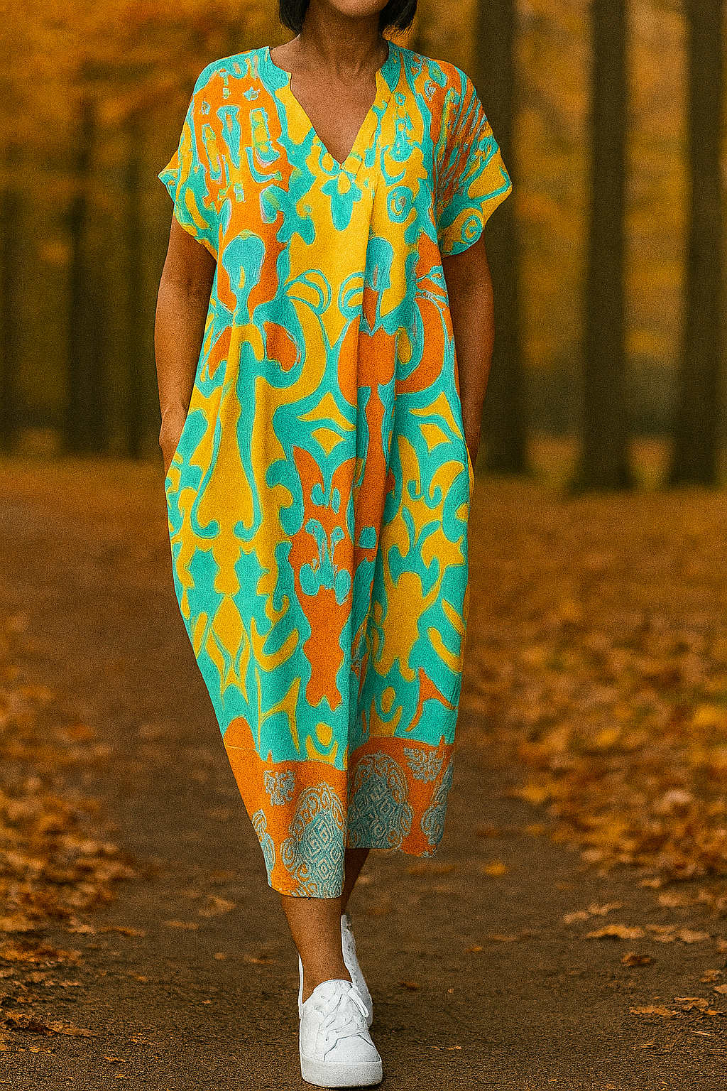 Arleen™ | Casual Elegant Printed V-Neck Dress