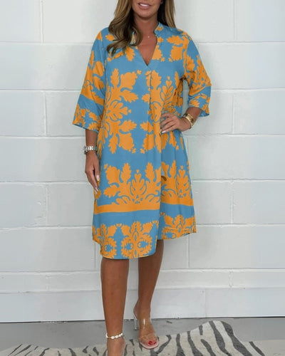 Maggie™ | Boho V-Neck Midi Dress