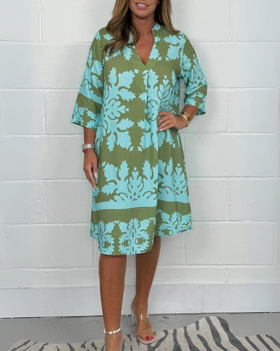 Maggie™ | Boho V-Neck Midi Dress