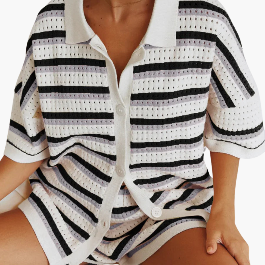 Daisy™ | Striped Shirt and Shorts Two-Piece Set