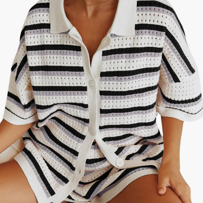 Daisy™ | Striped Shirt and Shorts Two-Piece Set