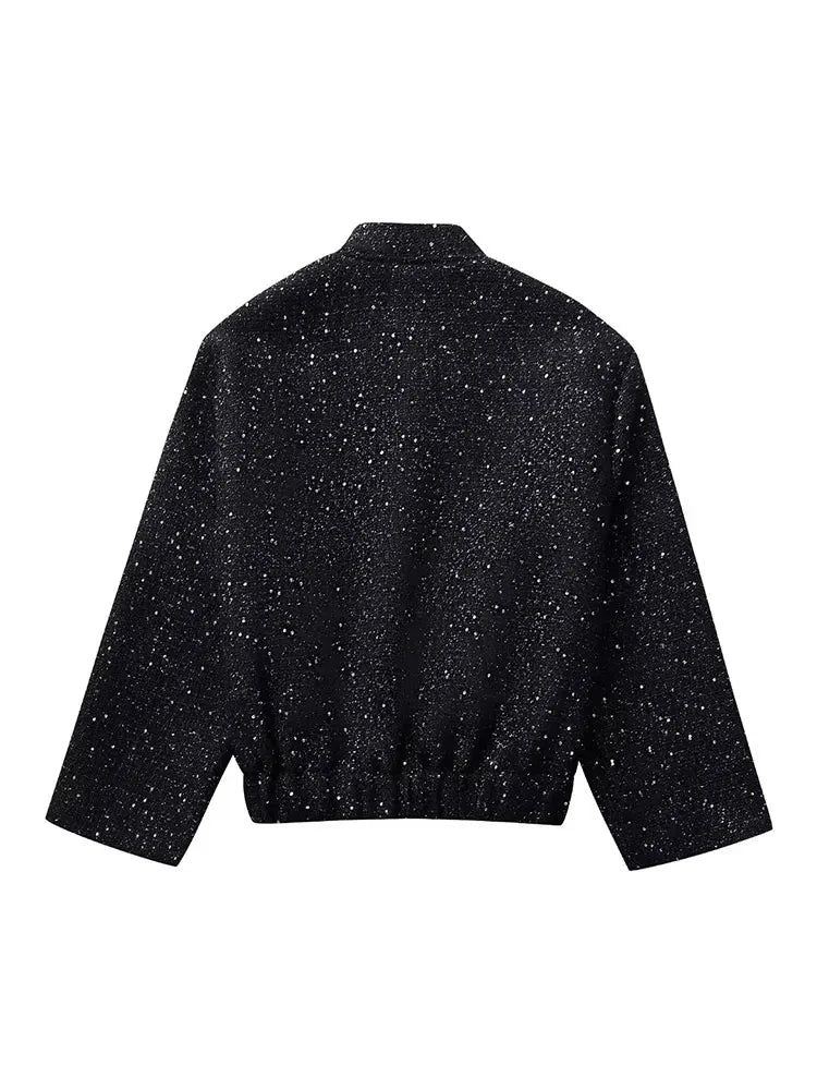 Lina | Shiny Gold Sequin Short Jacket