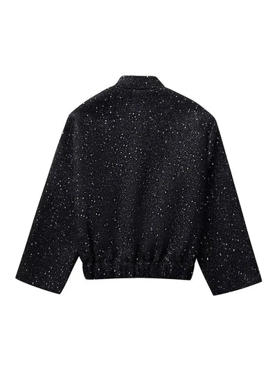 Lina | Shiny Gold Sequin Short Jacket