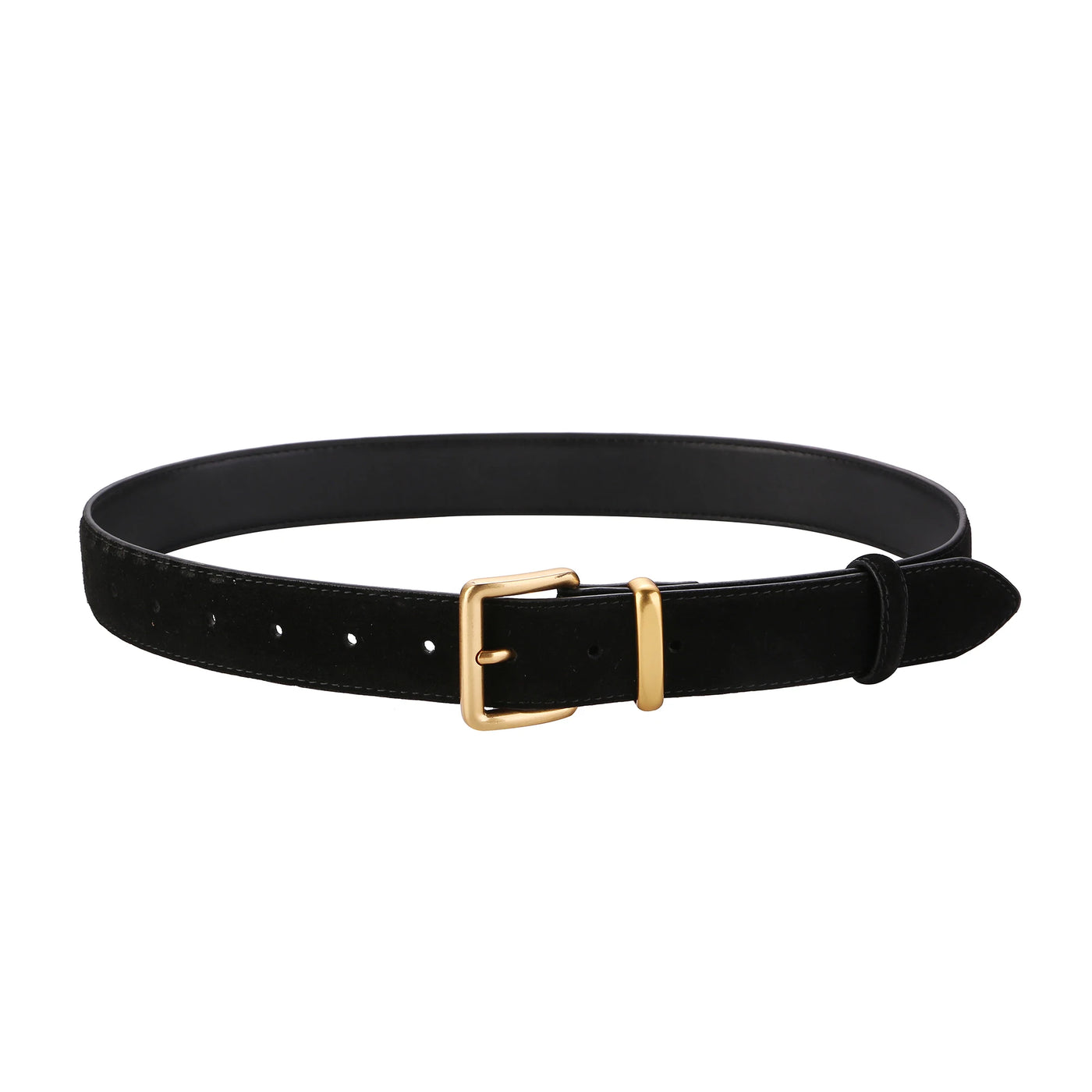 Penelope | Vintage Suede Leather Belt with Gold Buckle