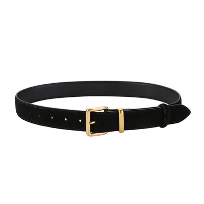 Penelope | Vintage Suede Leather Belt with Gold Buckle